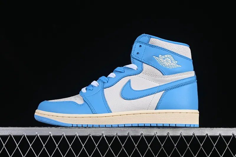 All categories Air Jordan Jordan series basketball shoes Air Jordan 1 High Foreign trade version Air Jordan 1 High OG "UNC Reimagined" AJ1 Joe 1 distressed North Carolina blue DZ5485-402